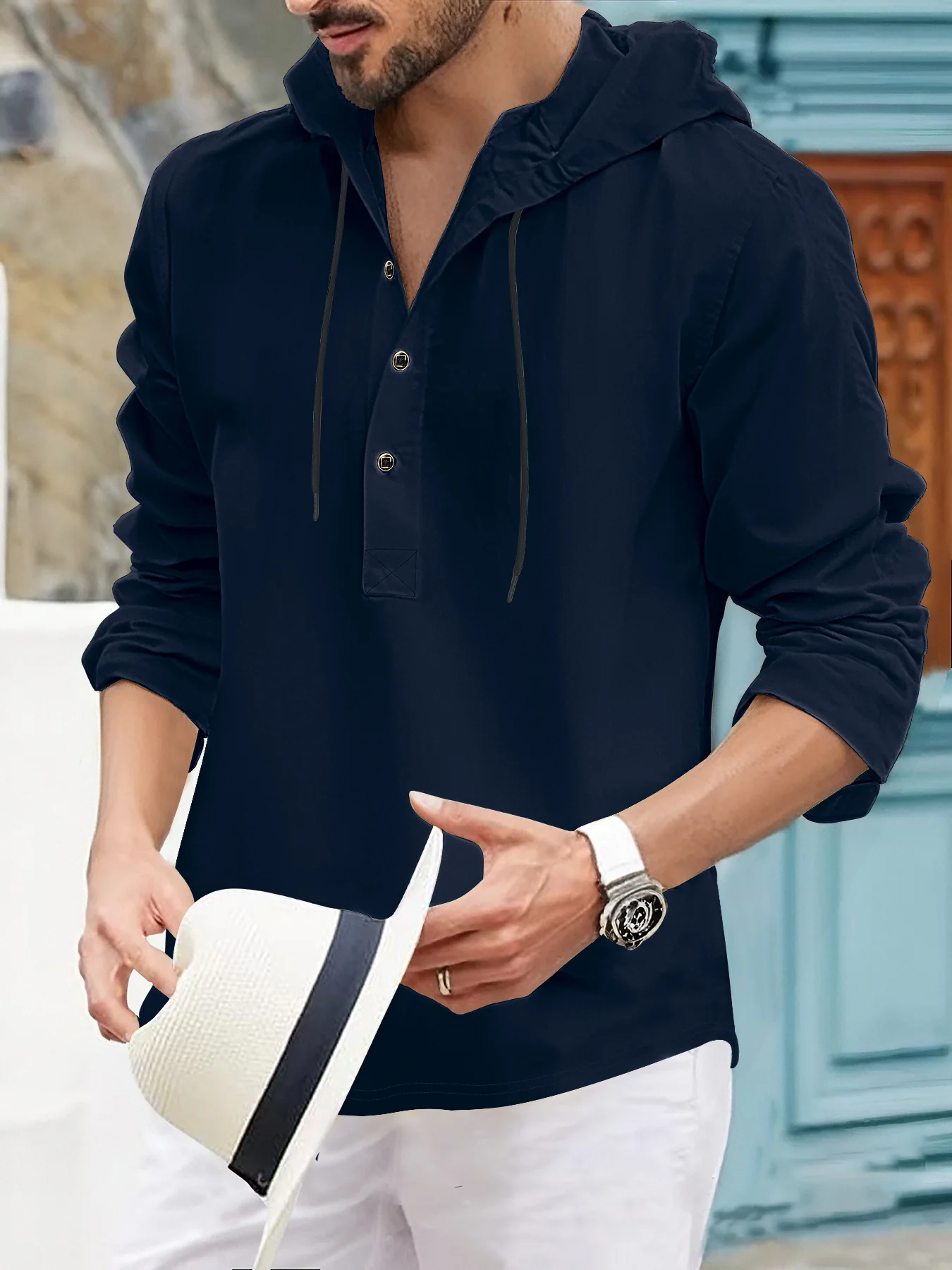 Men's semi-cardigan jacket